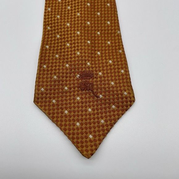 Countess Mara Mens Tie Hand Made Geometric Orange Necktie - Picture 2 of 5